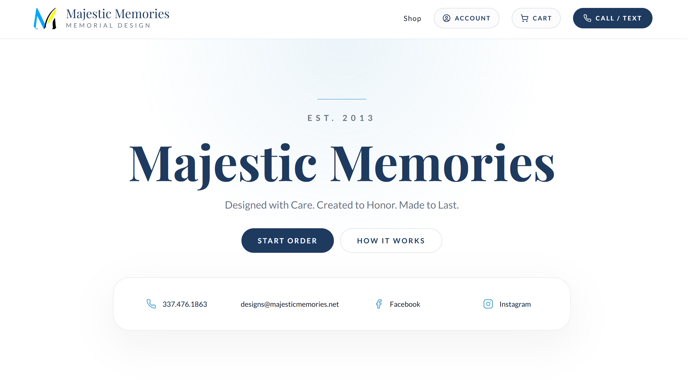 Majestic Memories Dashboard screenshot